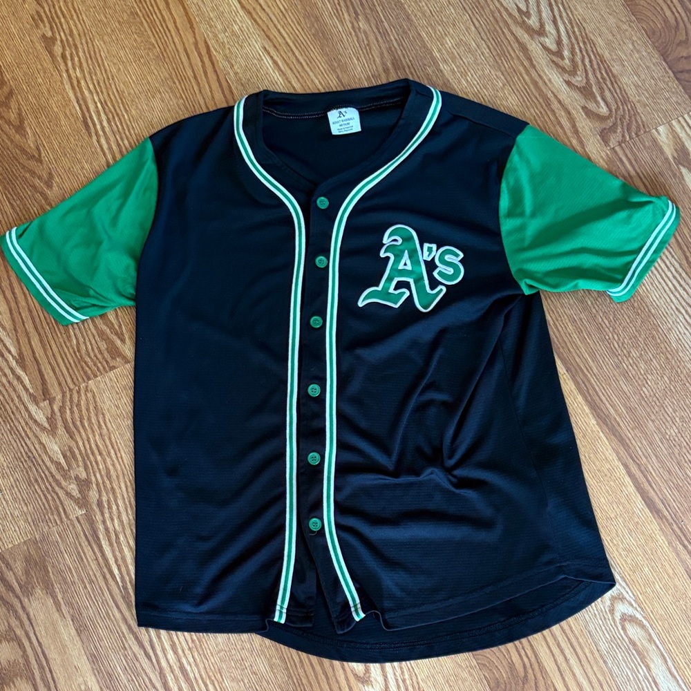 A's Black & Green Adult Baseball Jersey